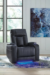 Prime Furniture - Ashley Furniture - Feazada Living Room - PWR Recliner/ADJ Headrest / Shadow - 6620513